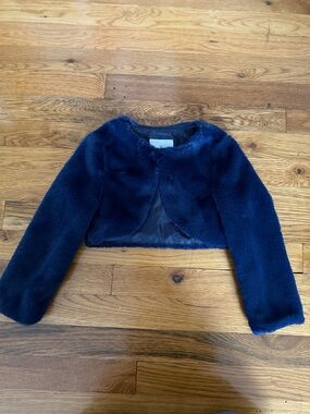 NWOT Girls' Navy Faux Fur Bolero/Dress Cardigan 4T